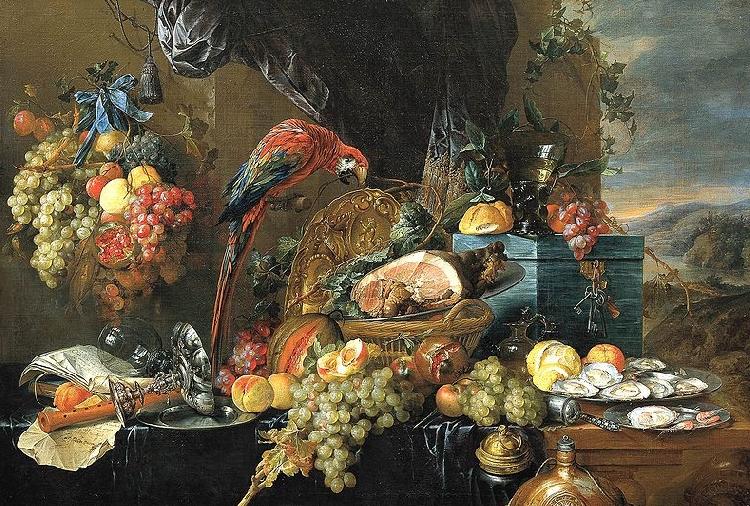 Jan Davidsz. de Heem A Richly Laid Table with Parrots oil painting image